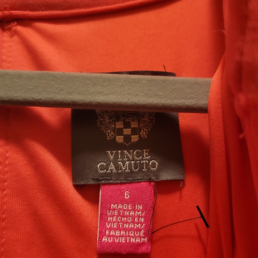 Vince Camuto Vibrant Coral Dress with Ruffle Sleeves Size 6 NWT - Picture 5 of 9
